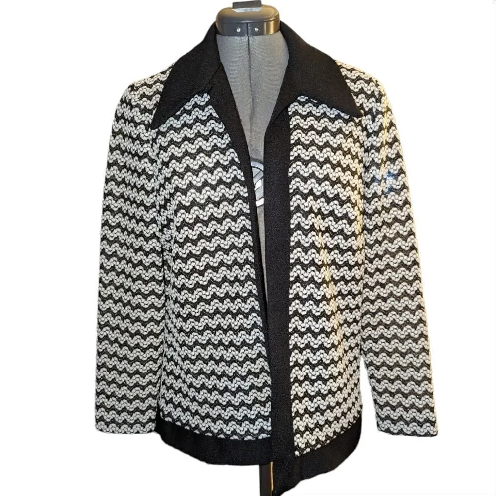 Vintage‎ black and white textured zig zag jacket